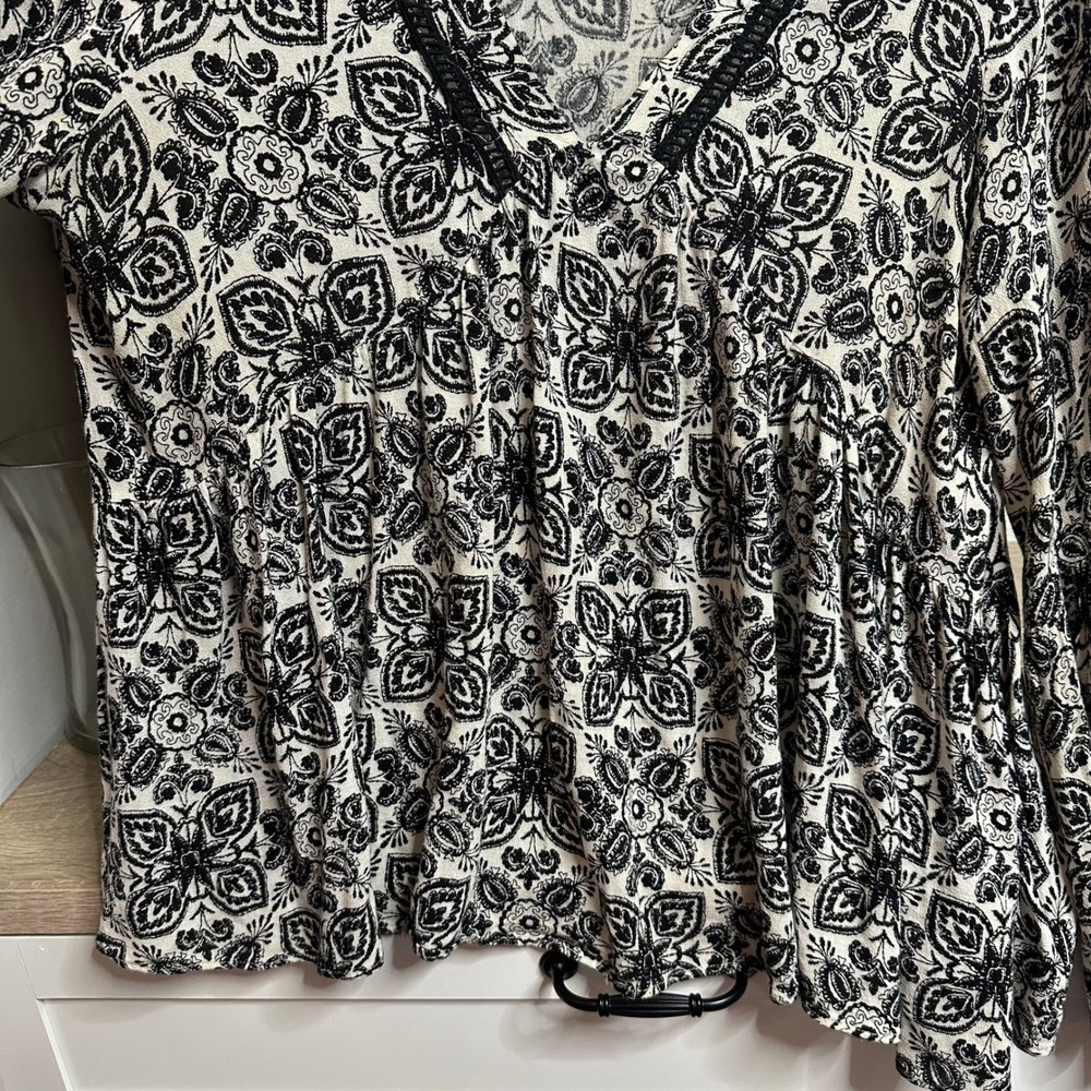Anthropologie Eri + Ali Hervine Peasant Blouse Womens M Paisley Bell Sleeve Boho - Picture 9 of 12